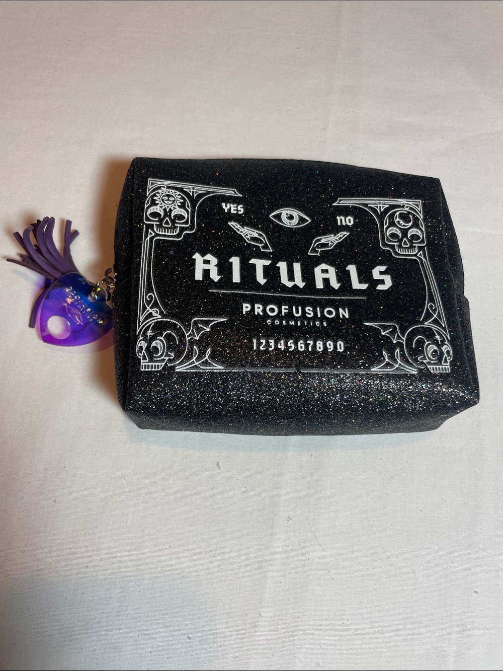 Rituals Profusion Glitter Makeup Bag - Black with Purple Charm